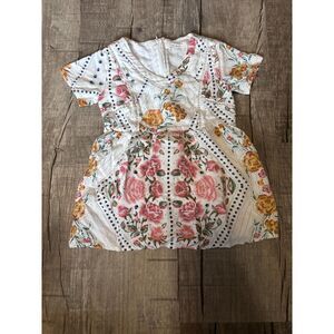 RooLee Baby Floral Short Sleeve Dress White Multi Color 18-24 Months